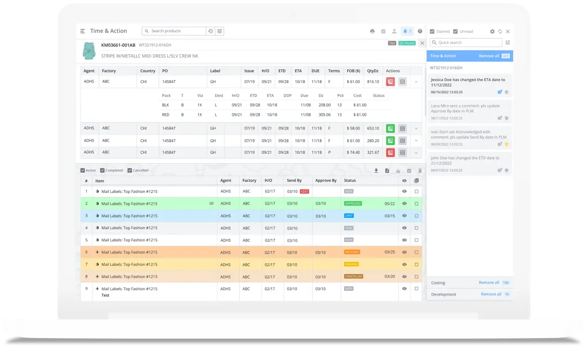 PLM for fashion - TNA module